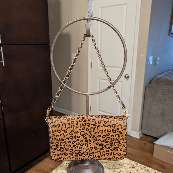 Anne Klein Loft Leopard Print Chain Strap Women's Bag - Picture 1 of 4